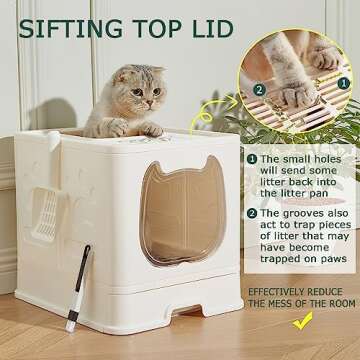 Pawsayes Covered Top Entry Cat Litter Box for Small Cats