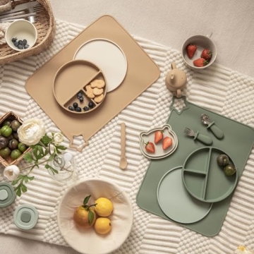 Moonkie Silicone Placemats for Toddlers Stain-Proof Non-Slip