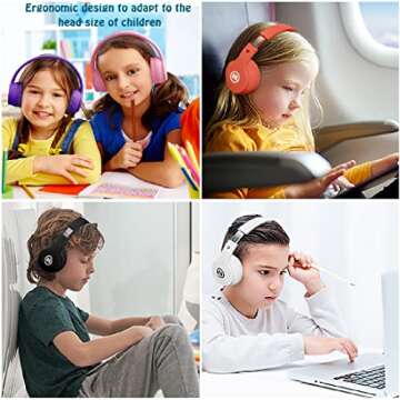 Mokata Headphones Bluetooth Wireless/Wired Kids Volume Limited 85 /110dB Over Ear Foldable Protectio...