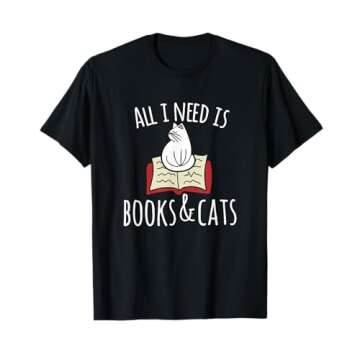 Books & Cats T-Shirt for Book Lovers and Cat Enthusiasts