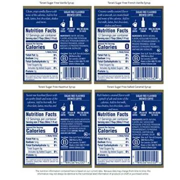 Torani Sugar Free Syrup, Coffeehouse Variety Pack, 12.7 Ounce (Pack of 4)