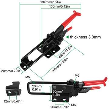 AConnet 4 Pack Black Toggle Latch Clamp Self-Lock Adjustable Toggle Clamp 770LBS Holding Capacity He...