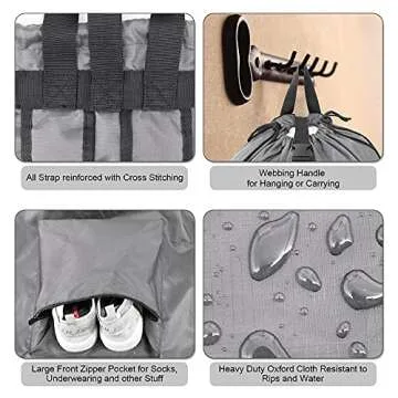 BeeGreen Gray Laundry Backpack Durable Adjustable Straps