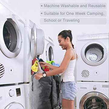 BeeGreen Gray Laundry Backpack w Adjustable Shoulder Straps & Drawstring College Dorm Room Essentials w Handle for Travel Trip Lightweight Durable Laundry Bag Hamper Portable