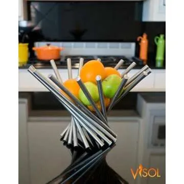 Visol Products Heliot Stainless Steel Modern Fruit Bowl, 1.3 quarts