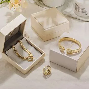 WISTIC Gold Roman Numerals Cuff Bracelets for Unisex Style