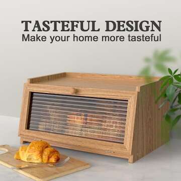 Large Eco-Friendly LOHASOK Bamboo Bread Box Storage