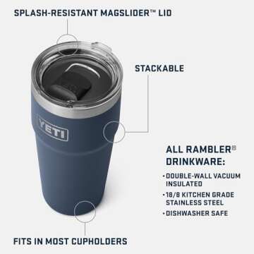 YETI Rambler 30 oz Stackable Tumbler, Stainless Steel, Vacuum Insulated with MagSlider Lid, Agave Te...