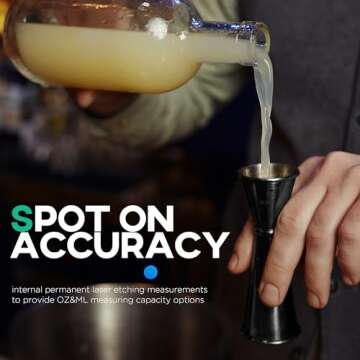 Homestia Bar Jigger for Bartending, Measuring Cup with OZ&ML 2 Units of Measurement Inside Cocktail Jigger 304 Food Grade Stainless Steel Double Jigger 2 OZ 1 OZ Japanese Jigger Black