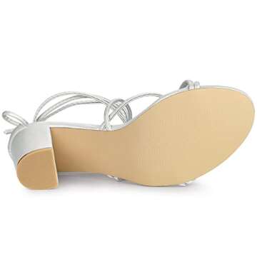 Allegra K Women's Strappy Lace Up Chunky Silver Heel Sandals 7.5 M US