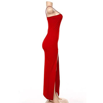 PRIMODA Women's Backless Maxi Dress with Thigh High Slit