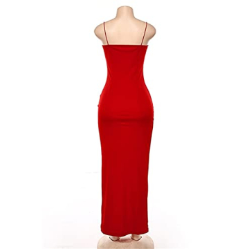 PRIMODA Women's Backless Maxi Dress with Thigh High Slit