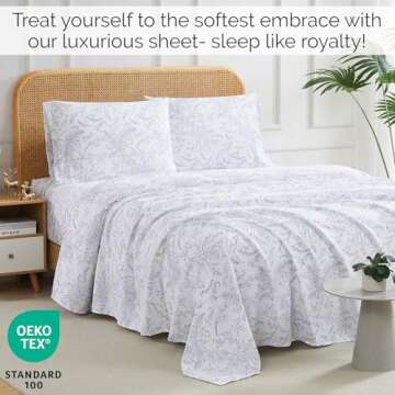 Southshore Fine Living, Inc. Winter Brush Collection, 4-Piece Microfiber Full Sheet Set, 14" Deep Po...