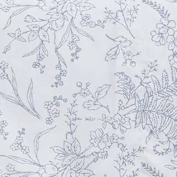 Southshore Fine Living, Inc. Winter Brush Collection, 4-Piece Microfiber Full Sheet Set, 14" Deep Pocket Fitted Sheet, White Flat Sheet Full Size, White Sheets with Blue Flowers, Floral Pillow Cases