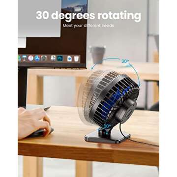 Portable Gaiatop USB Desk Fan with Quiet Powerful Cooling