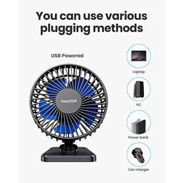 Portable Gaiatop USB Desk Fan with Quiet Powerful Cooling
