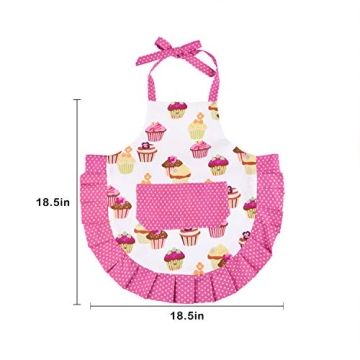 Cute Claswcalor Kids Baking Apron for Girls - Adjustable