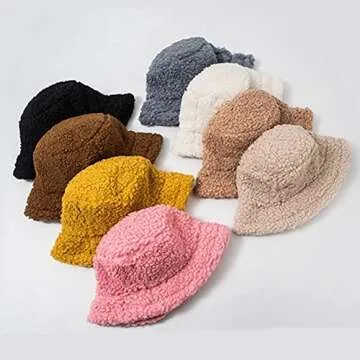 Cute and Warm Lambs Wool Bucket Hat for Women