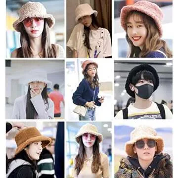 Cute and Warm Lambs Wool Bucket Hat for Women