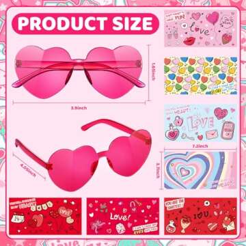 Mikulala 24 Pack Valentines Day Gifts Cards Sunglasses, Valentine Heart Sunglasses for Kids Classroo...