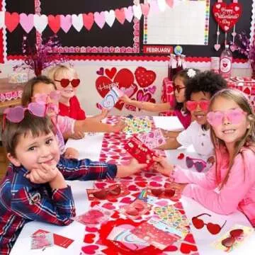 Mikulala 24 Pack Valentines Day Gifts Cards Sunglasses, Valentine Heart Sunglasses for Kids Classroom Exchange Gifts, Party Supplies, Beach Pool Party Favors Goodie Bag Stuffer