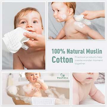 Yoofoss Muslin Burp Cloths 10 Pack Baby Washcloths Large 20''X10'' 100% Cotton 6 Layers Super Soft and Absorbent - White