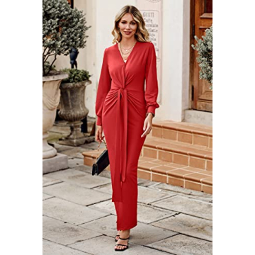 PRETTYGARDEN Women's Classic Red Dress - Small - Elegance Awaits