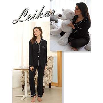 Leikar Women's Button Down Pajama Set - Soft & Stylish