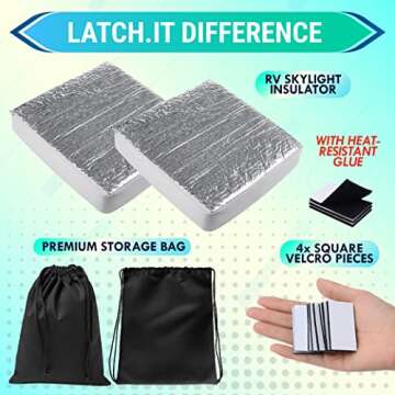 LATCH.IT 2-Pack RV Skylight Insulator | 14"x14"x2.75" RV Vent Insulator | RV Vent Insulation | RV Sk...