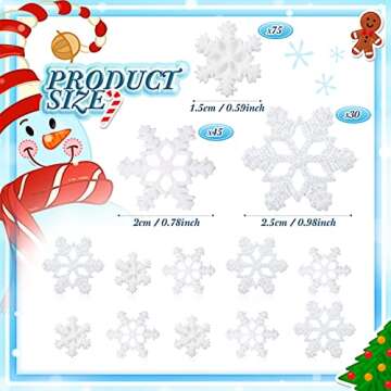 Sawysine 150 Pcs Mini Snowflakes for Crafts Glitter Resin Snowflakes Plastic Small Snowflake Ornamen...