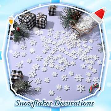 Sawysine 150 Pcs Mini Snowflakes for Crafts Glitter Resin Snowflakes Plastic Small Snowflake Ornaments with Storage Box for Christmas Winter Party Scrapbooking DIY Cake Home Decor 3 Size(White)