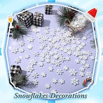Sawysine 150 Pcs Mini Snowflakes for Crafts Glitter Resin Snowflakes Plastic Small Snowflake Ornaments with Storage Box for Christmas Winter Party Scrapbooking DIY Cake Home Decor 3 Size(White)