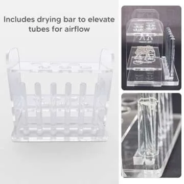 Aquarium Test Tube Holder, Handmade Rack, w/6 Slots and 6 Drying Poles for API and TC Glass Test Tubes