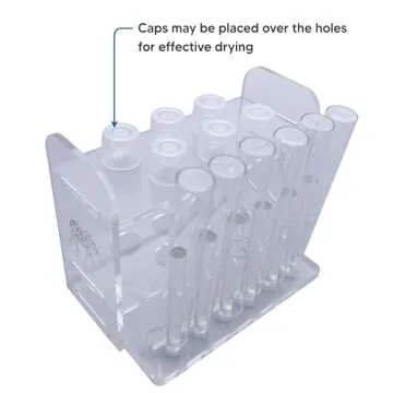 Aquarium Test Tube Holder, Handmade Rack, w/6 Slots and 6 Drying Poles for API and TC Glass Test Tubes