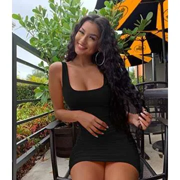 GOBLES Women's Casual Summer Sleeveless Mini Sexy Bodycon Tank Club Dress Black