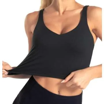 Wjustforu Women's Tank Top Padded Sports Bra Running Workout Yoga Crop Top (X-Small, Black)