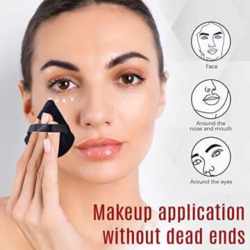 Foonbe Triangle Makeup Sponge, Soft Triangle Makeup Sponge Beauty Gift Set, Reusable Velour Cosmetic Foundation Blender for Loose Powder and Contouring, Beauty Tool (6 Pcs)