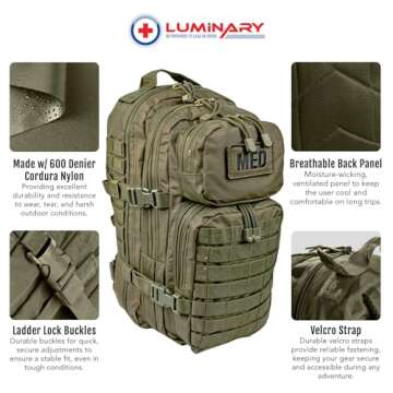 Luminary Tactical Trauma Kit - Fully Stocked First Aid Trauma & Emergency Survival Medical Kit, First Responder Backpack for EMS/EMT, Essential Supplies for Preppers & Professionals (Olive Drab)