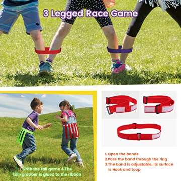 Skirfy 47PCS Carnival Games Potato Sack Race Bags for Adult and Kids, Egg Spoon Race Game, 3-Legged Race Bands Outdoor Birthday Easter Party Games for Family Lawn Yard Field Day Games