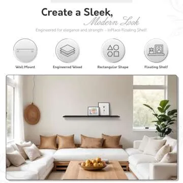 InPlace Slimline Floating Wall Shelf - Stylish Storage Solution