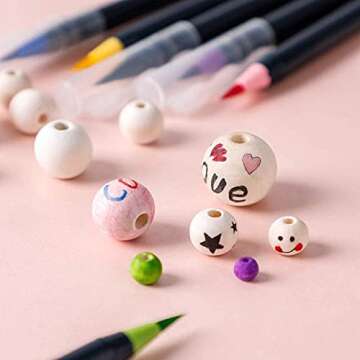 500pcs 20mm Wood Beads Natural Unfinished Round Wooden Loose Beads Wood Spacer Beads for Craft Making Decorations and DIY Crafts