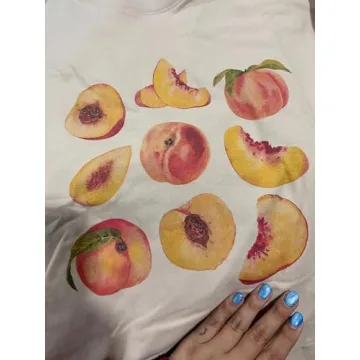 Vintage Peaches Printed Graphic Tees Summer Women Cute Short Sleeve Fruit Pirnt Summer T-Shirt Aesthetic Tops Khaki