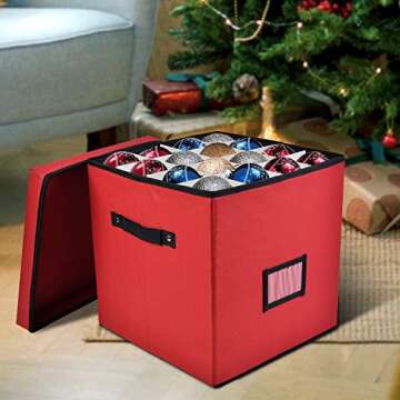 Holiday Cheer Premium Christmas Ornament Storage with 4 Tray – Christmas Storage Container with Di...