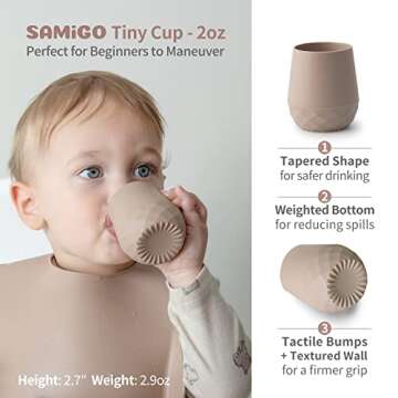 SAMiGO Silicone Baby Cups for 6-12 Months, Tiny Open Cups for Training and Water Drinking, Baby Led ...