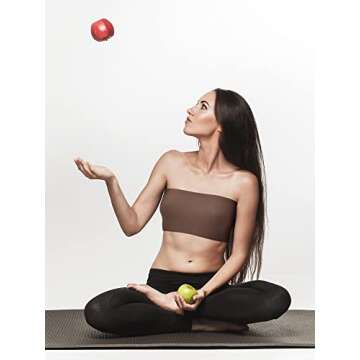 Women's Strapless Bralette Seamless Bandeau Soft Stretchy Non-Padded Bandeau Tube Top Bra in Multi Color, 3 Pieces (Black, Coffee, Dark Green,Large - X-Large)