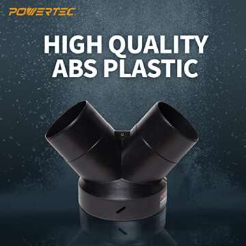 POWERTEC 70189 Dust Collector Y-Fitting | 6-Inch to 4-Inch Hose Reducer for Woodworking Dust Collect...