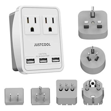 Justcool World Travel Adapter with USB Ports for Global Use