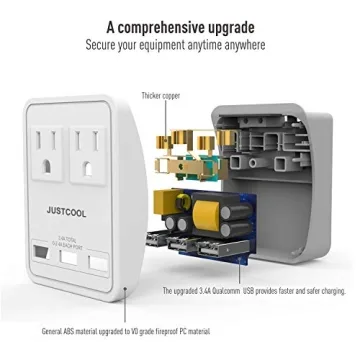 Justcool World Travel Adapter with USB Ports for Global Use