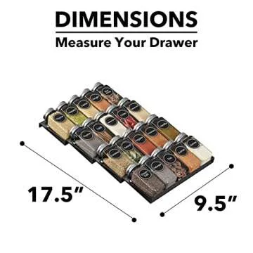 SpaceAid Spice Drawer Organizer with Jars and Labels
