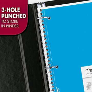 Mead Spiral Notebook, 24 Pack, 1-Subject, Wide Ruled Paper, 7-1/2" x 10-1/2", 70 Sheets per Notebook, Color Will Vary (05510)
